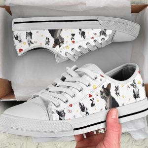 Love Boston Terrier Shoes - Boston Terrier Low Top Canvas Shoes