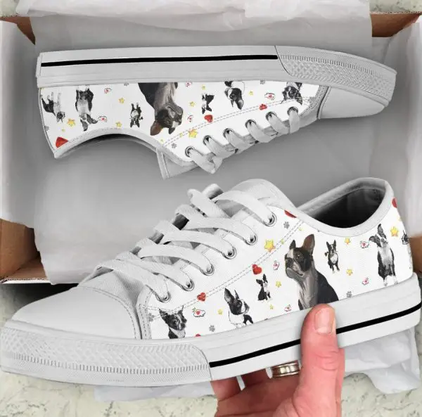 Love Boston Terrier Shoes - Boston Terrier Low Top Canvas Shoes