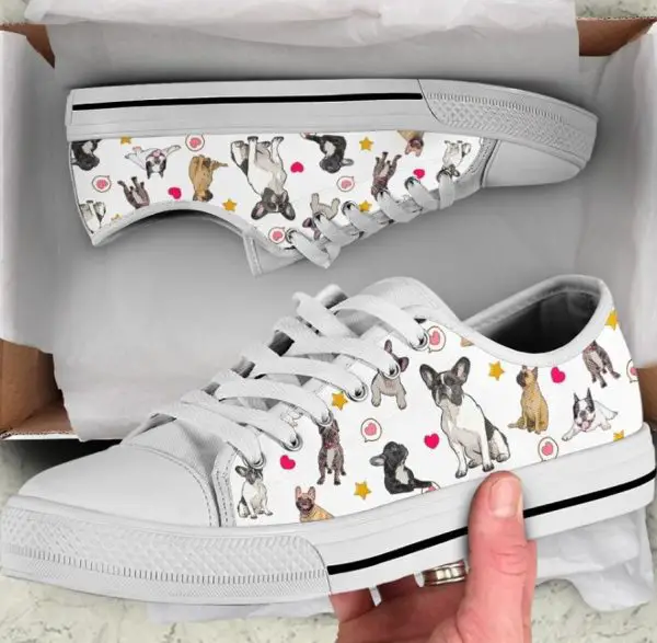 Love French Bulldog Shoes - French Bulldog Low Top Canvas Shoes