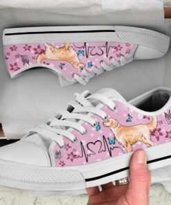 Love Golden Retriever Shoes - Golden Retriever Low Top Canvas Shoes