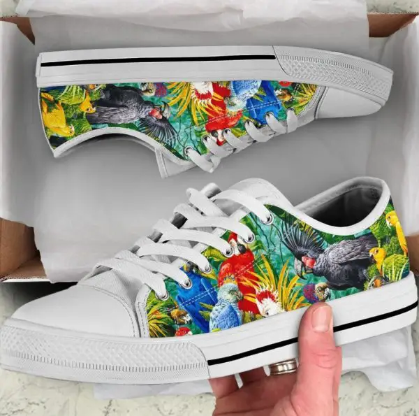 Many Colorful Parrot Shoes - Parrot Low Top Canvas Shoes