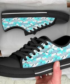 Ocean Shark Shoes - Shark Low Top Canvas Shoes - Black