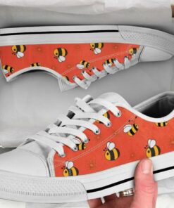 Orange Cartoon Bee Shoes - Bee Low Top Canvas Shoes