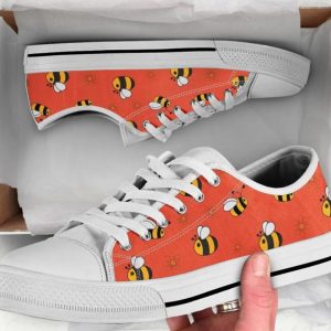 Orange Cartoon Bee Shoes - Bee Low Top Canvas Shoes