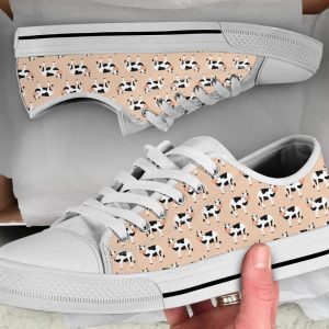 Pink Cow Shoes - Cows Low Top Canvas Shoes