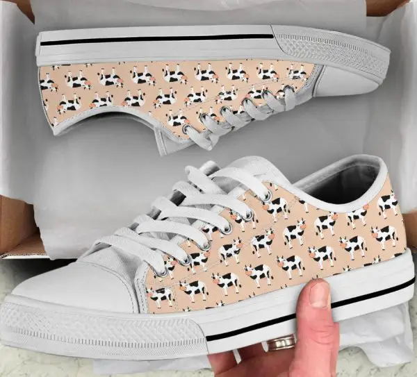 Pink Cow Shoes - Cows Low Top Canvas Shoes