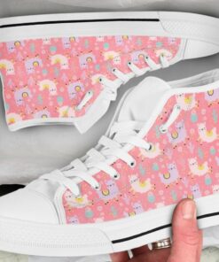 Pink Llama Shoes - Low Top Canvas Shoes for Women