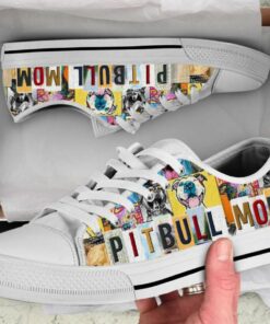 Pitbull Mom Shoes - Pitbull Low Top Canvas Shoes