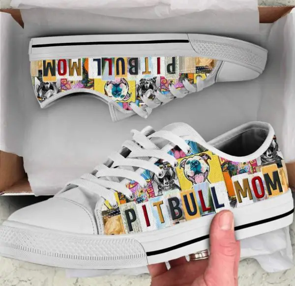 Pitbull Mom Shoes - Pitbull Low Top Canvas Shoes