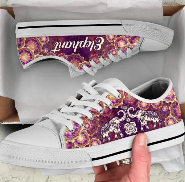 Royal Mandala Elephant Shoes - Elephant Low Top Canvas Shoes