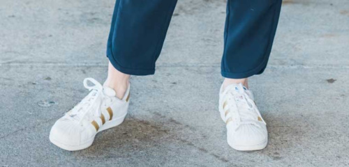 Sneakers with ankle pants