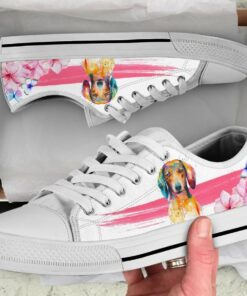 Watercolor Dachshund Shoes - Dachshund Low Top Canvas Shoes