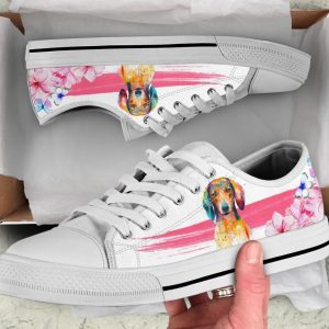 Watercolor Dachshund Shoes - Dachshund Low Top Canvas Shoes
