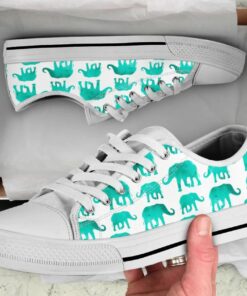 Watercolor Elephant Shoes - Elephant Low Top Canvas Shoes