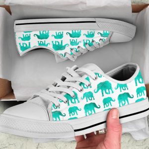 Watercolor Elephant Shoes - Elephant Low Top Canvas Shoes