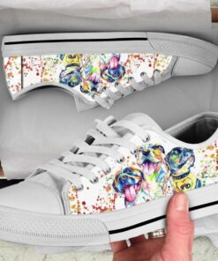 Watercolor Pitbull Shoes - Pitbull Low Top Canvas Shoes
