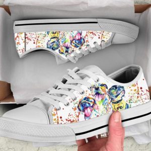 Watercolor Pitbull Shoes - Pitbull Low Top Canvas Shoes