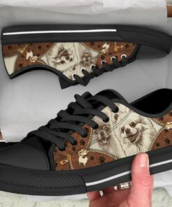 Zip Pomeranian Shoes - Pomeranian Low Top Canvas Shoes - Black