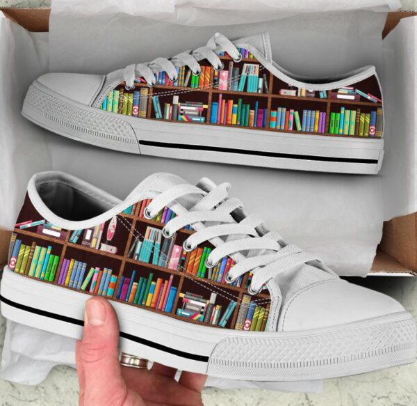 Bookshelf Librarian Shoes - Librarian Low Top Canvas Shoes