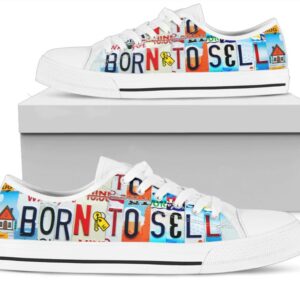 Born To Sell Realtor Shoes - Realtor Low Top Canva Shoes