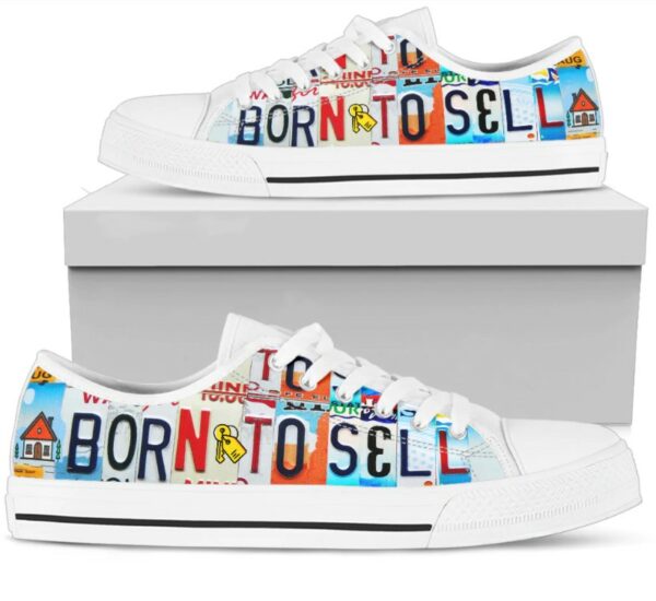 Born To Sell Realtor Shoes - Realtor Low Top Canva Shoes