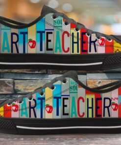 Colorful Art Teacher Shoes - Art Teacher Low Top Shoes - Black