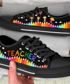 Crayon Teacher Shoes - Teacher Low Top Canvas Shoes - Black