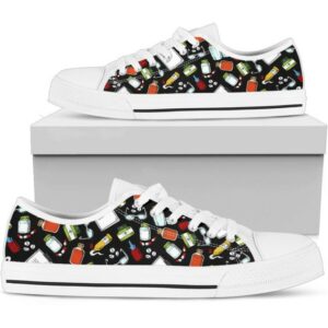 Drug Pattern Pharmacist Shoes - Pharmacist Low Top Canvas Shoes