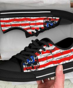 American Flag Skull Shoes - Skull Low Top Canvas Shoes