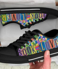Book Lover Shoes - Low Top Canvas Shoes - Black