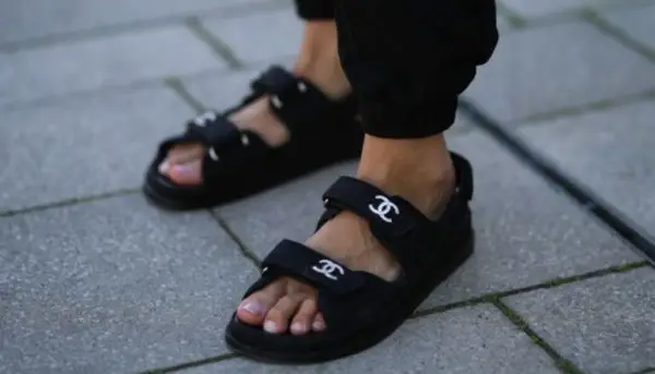 CHANEL 22C WHITE Black Graffiti CC Logo Mule Slide Strap Flat Dad Teva  Sandal 38 $1,800.00 - PicClick