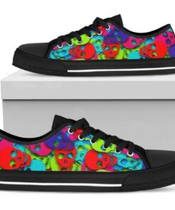 Colorful Skull Shoes - Skull Low Top Canvas Shoes