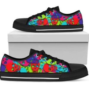 Colorful Skull Shoes - Skull Low Top Canvas Shoes