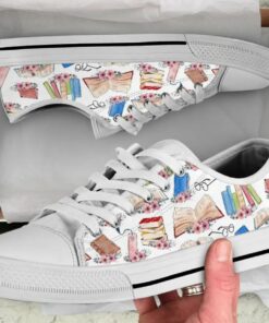 Cute Clipart Drawing Book Shoes - Book Low Top Canvas Shoes