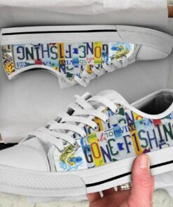 Gone Fishing Shoes - Fishing Low Top Canvas Shoes