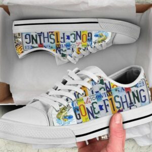 Gone Fishing Shoes - Fishing Low Top Canvas Shoes