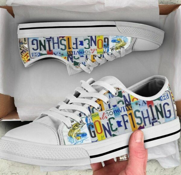 Gone Fishing Shoes - Fishing Low Top Canvas Shoes