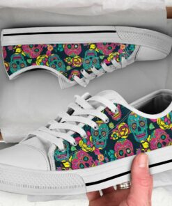 Sugar Skull Shoes - Skull Low Top Canvas Shoes