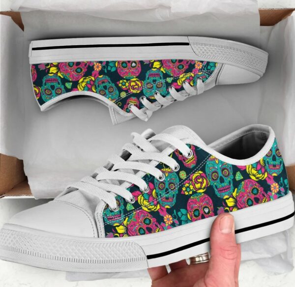 Sugar Skull Shoes - Skull Low Top Canvas Shoes