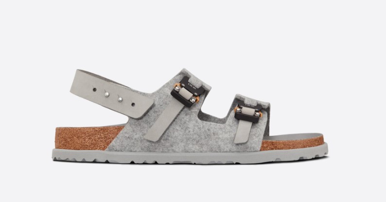 DIOR by BIRKENSTOCK Milano Sandal Dior Gray Felted Wool and Nubuck Calfskin