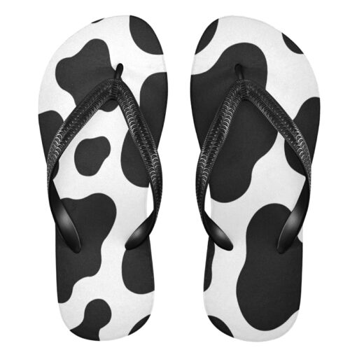 Black & White Cow Flip Flops