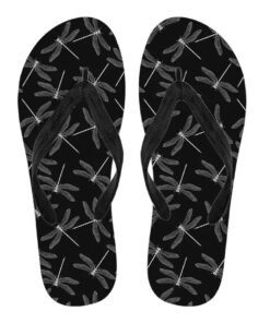 Black & White Dragonfly Flip Flops
