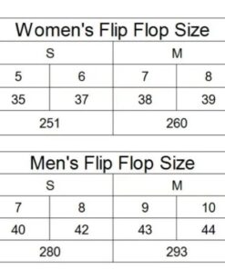 Flip Flop Size chart