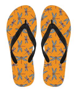Orange Dragonfly Flip Flops
