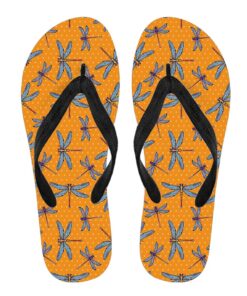 Orange Dragonfly Flip Flops