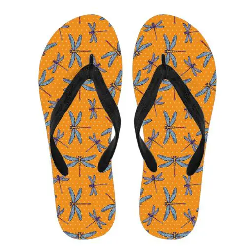 Orange Dragonfly Flip Flops