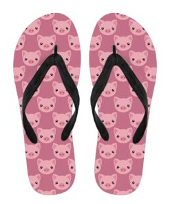 Pink Pig Pattern Flip Flops