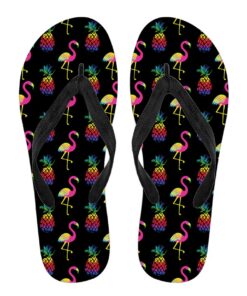 Rainbow Flamingo Flip Flops