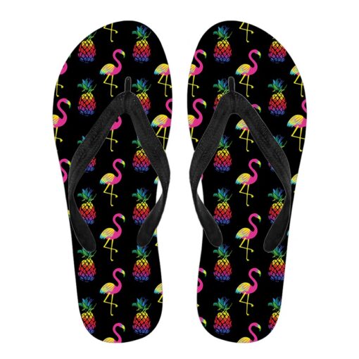 Rainbow Flamingo Flip Flops