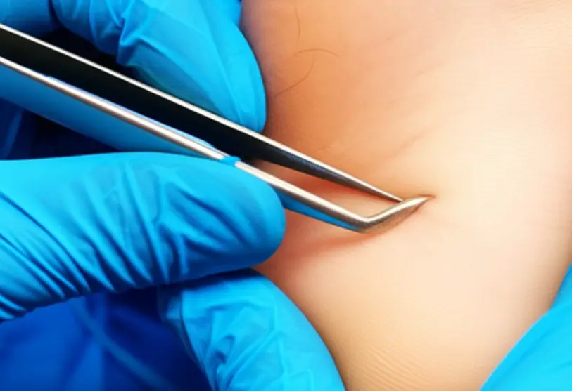 a doctor removing glass out of foot